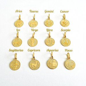 10K Real Solid Gold Zodiac Horoscope Charm Pendant Stamped 10K